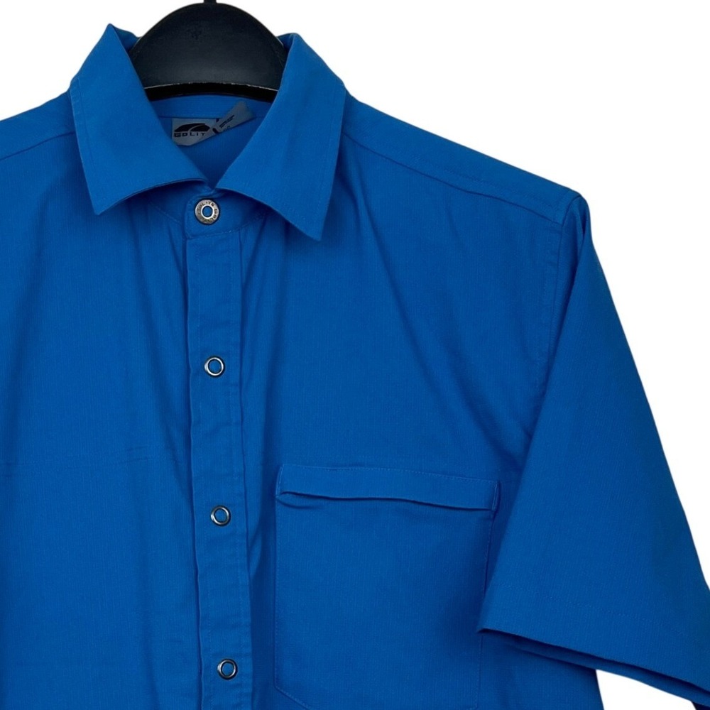GoLite Tech Hiking‎ Shirt Mens L Snap Up Polyester Wicking Shirt Blue 105002111